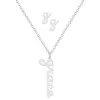 Sterling Silver Lowercase Script Name Necklace and Initial Earring Set sold by Limoges Jewelry