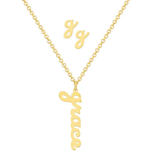 Sterling Silver Lowercase Script Name Necklace and Initial Earring Set sold by Limoges Jewelry product image thumbnail 5