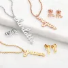 Sterling Silver Lowercase Script Name Necklace and Initial Earring Set sold by Limoges Jewelry
