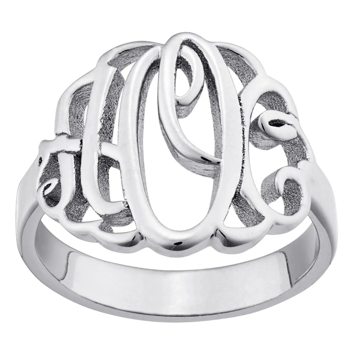 Sterling Silver Ladies Fancy Script Monogram Ring sold by Limoges Jewelry product image thumbnail 2