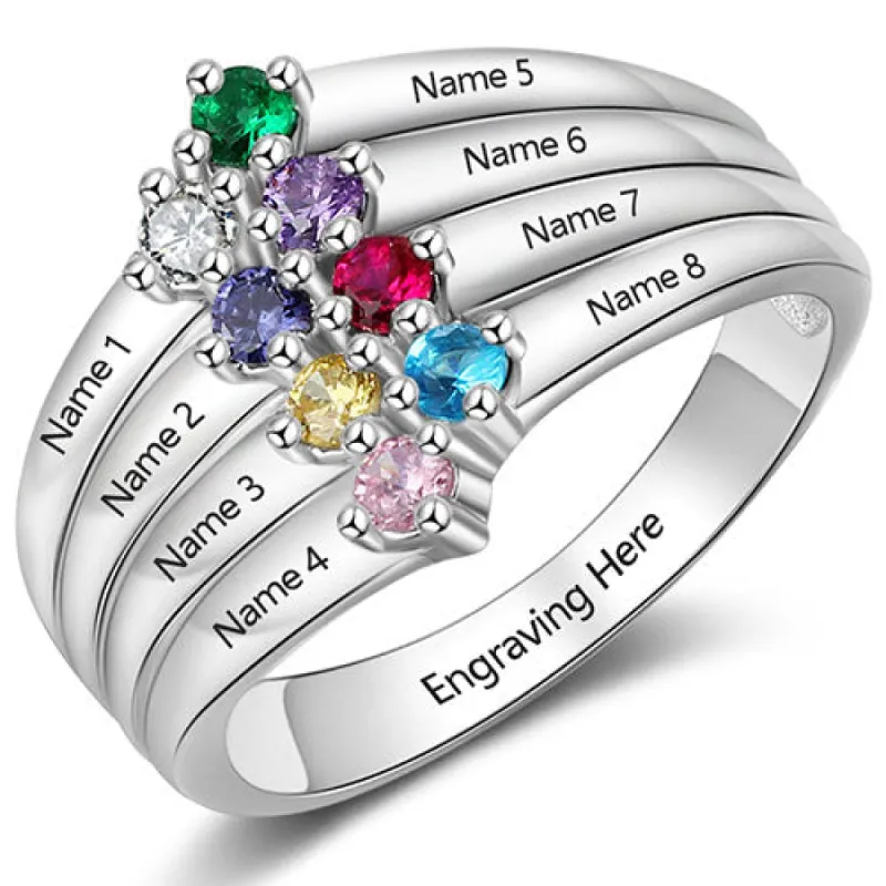 Sterling Silver Birthstone Family Name Faux Stack Ring sold by Limoges Jewelry