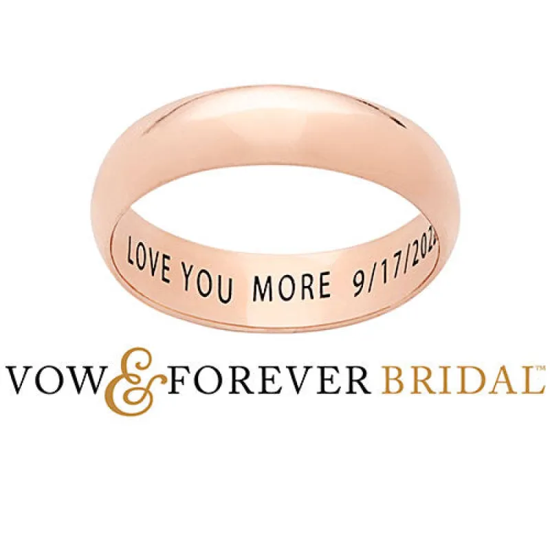 14K Rose Gold over Sterling Inside Engraved Wedding Band (5mm) made by Limoges Jewelry