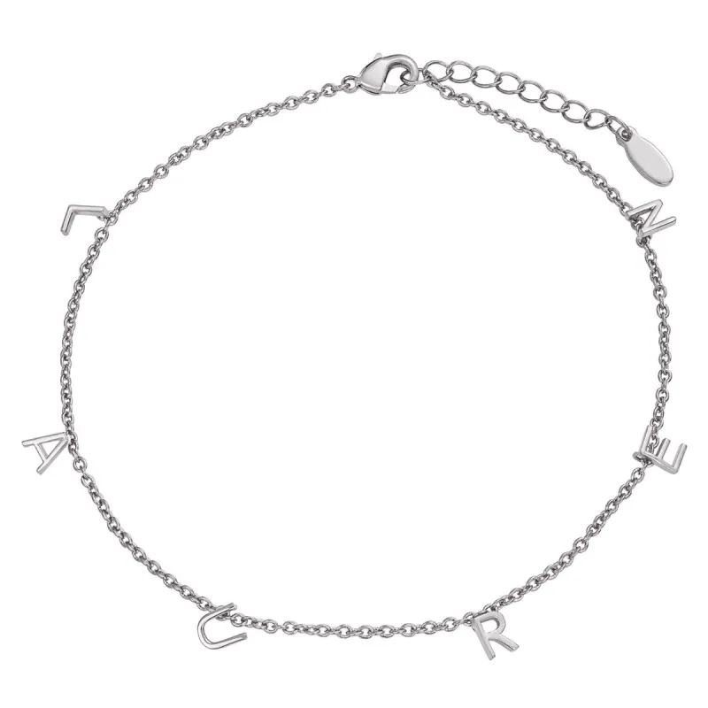 Silver Plated Dainty Name Anklet sold by Limoges Jewelry