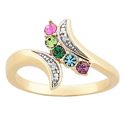 14K Gold over Sterling Mother's Birthstone Ring with Diamond Accent sold by Limoges Jewelry