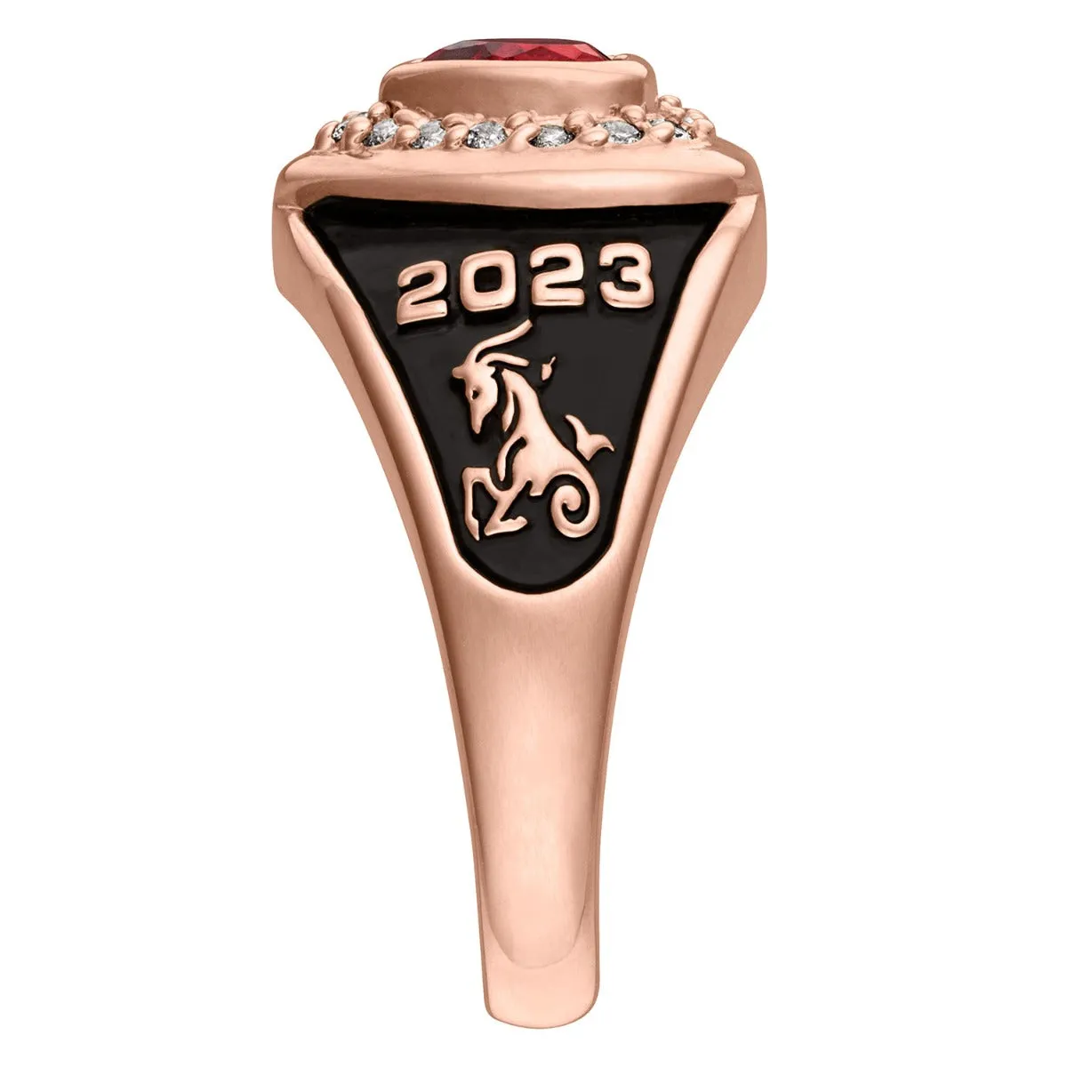 Ladies' 14K Rose Gold over Sterling CZ Heart Class Ring sold by Limoges Jewelry product image thumbnail 4