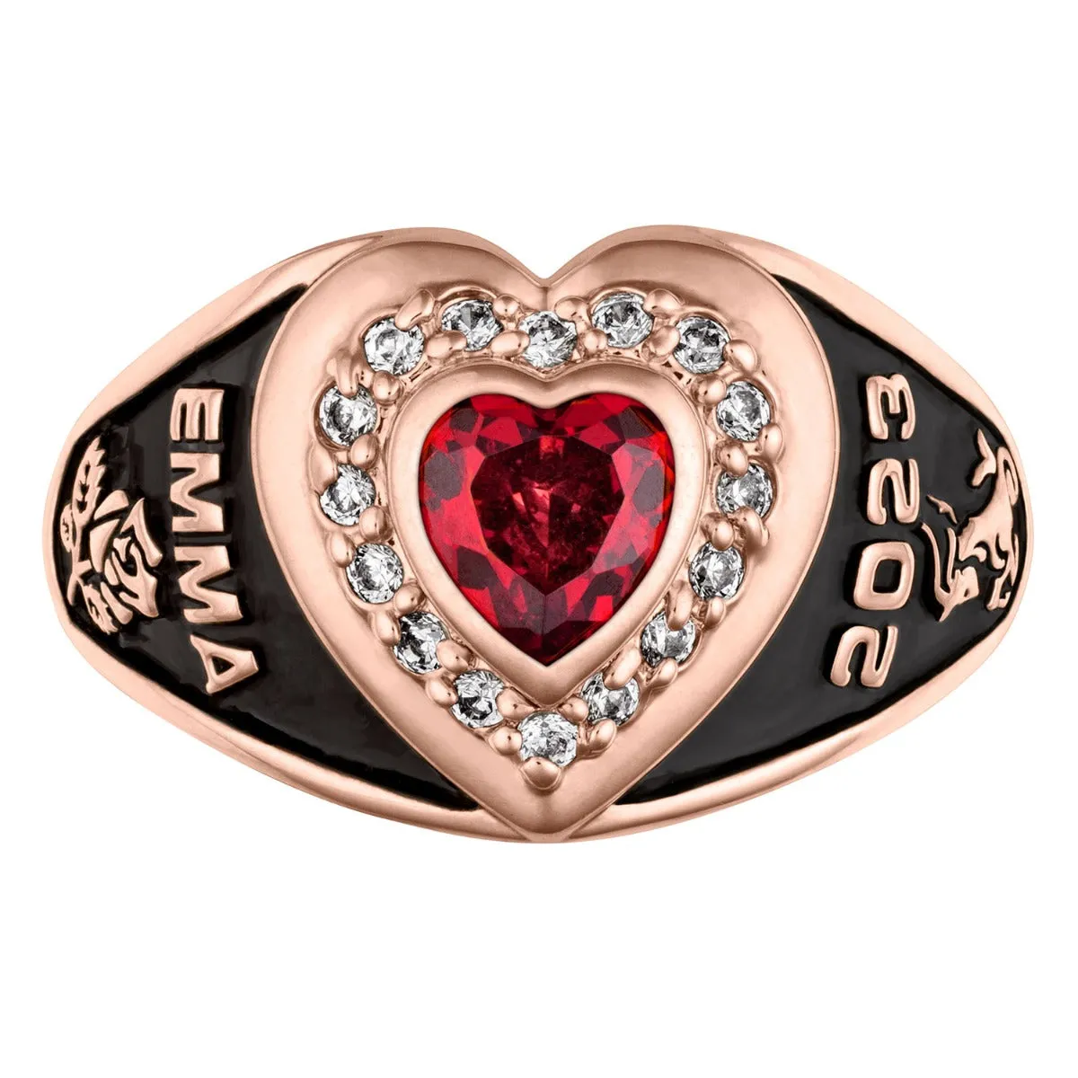 Ladies' 14K Rose Gold over Sterling CZ Heart Class Ring sold by Limoges Jewelry product image thumbnail 2