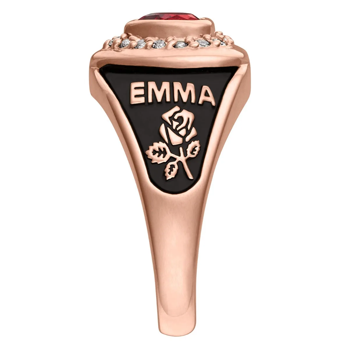 Ladies' 14K Rose Gold over Sterling CZ Heart Class Ring sold by Limoges Jewelry product image thumbnail 3