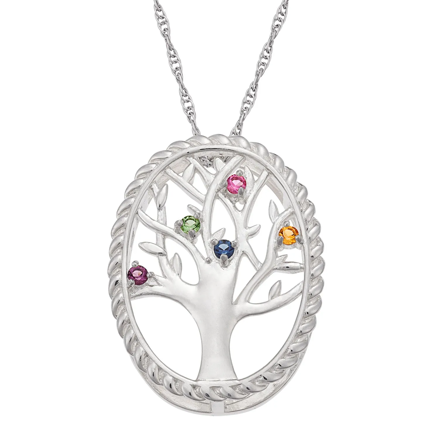 Sterling Silver Birthstone Family Tree Necklace sold by Limoges Jewelry