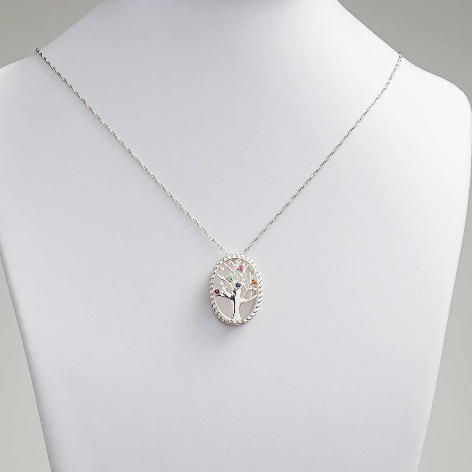 Sterling Silver Birthstone Family Tree Necklace sold by Limoges Jewelry product image thumbnail 5