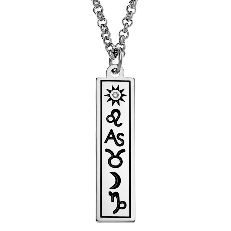 Silver Plated Personalized 3 Zodiac Signs Name Bar Necklace sold by Limoges Jewelry