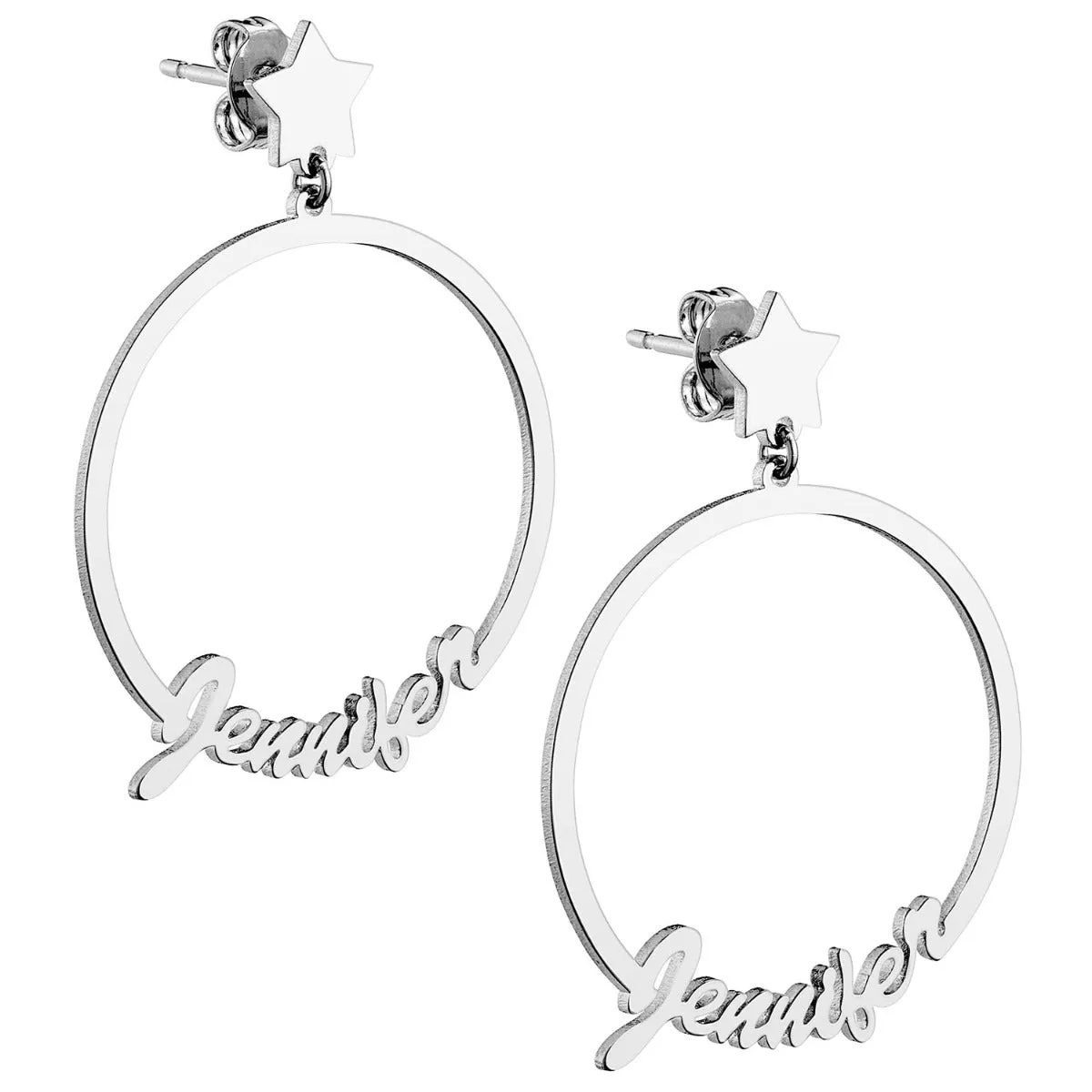 Silver Plated Script Name with Star Dangle Earrings sold by Limoges Jewelry product image thumbnail 3