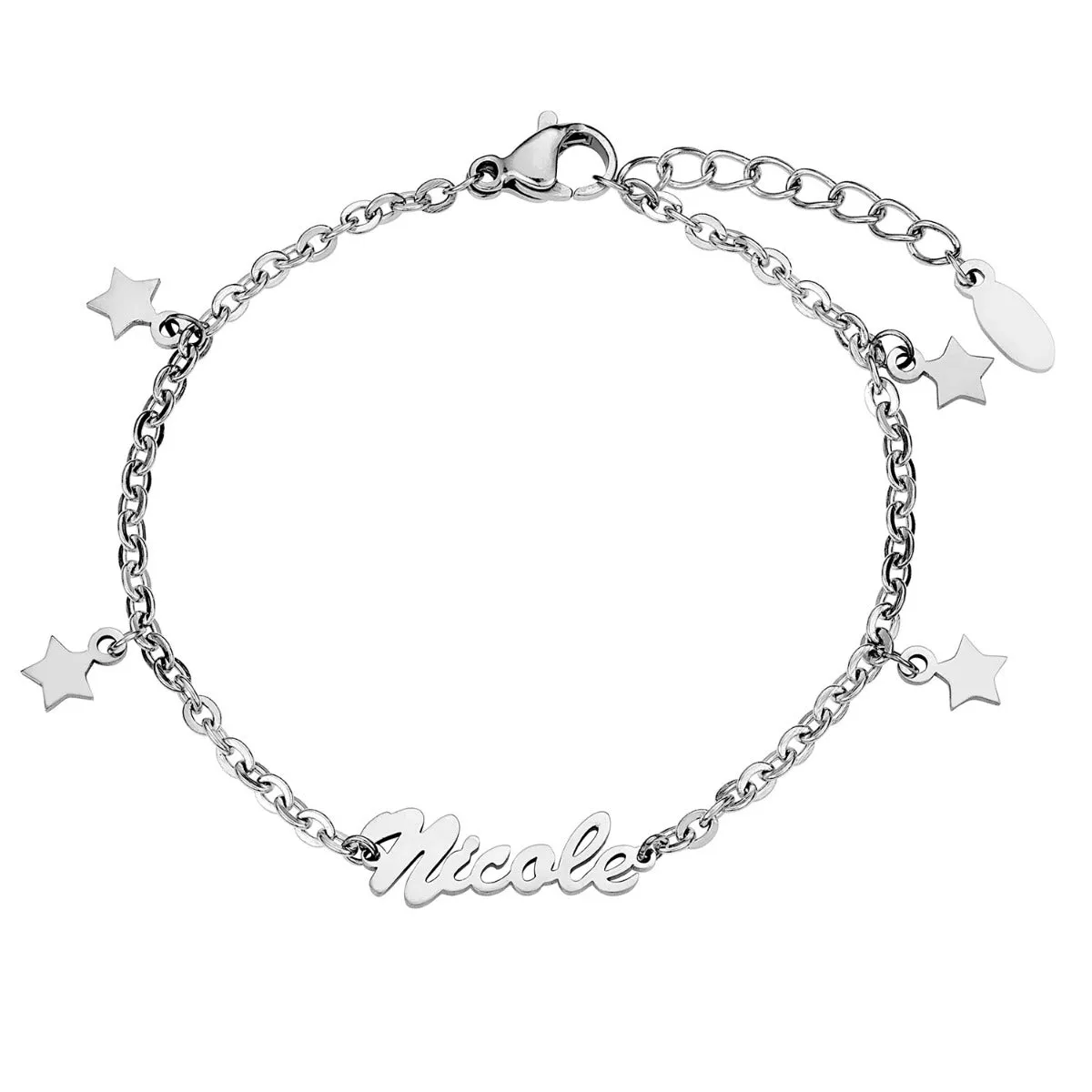 Stainless Steel Star Charm and Name Bracelet sold by Limoges Jewelry