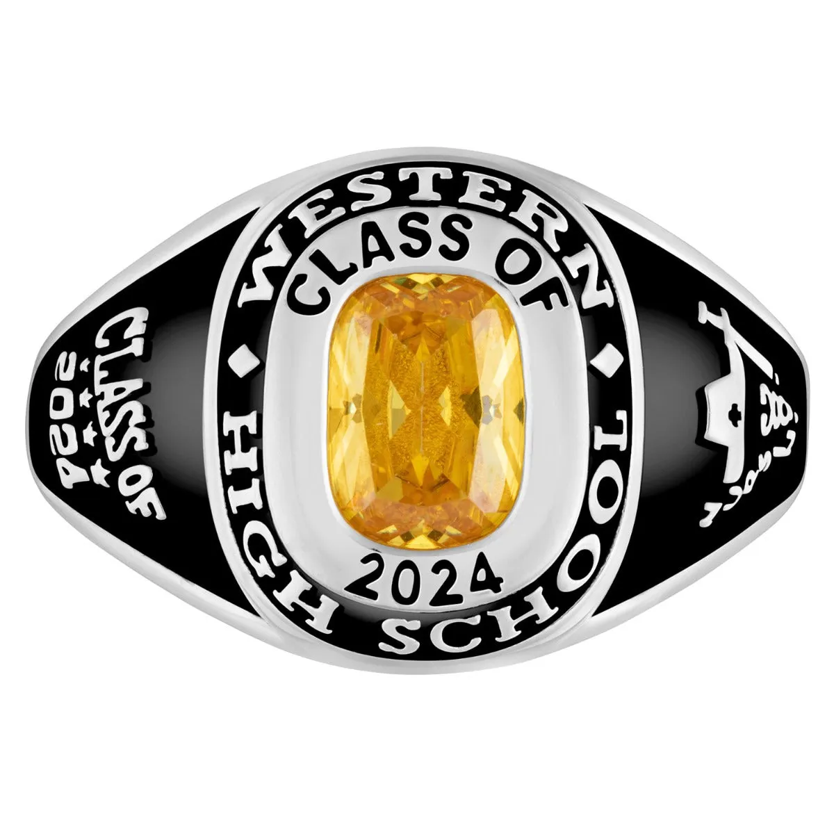 Ladies' Sterling Silver Traditional Cushion Birthstone Class Ring sold by Limoges Jewelry product image thumbnail 2