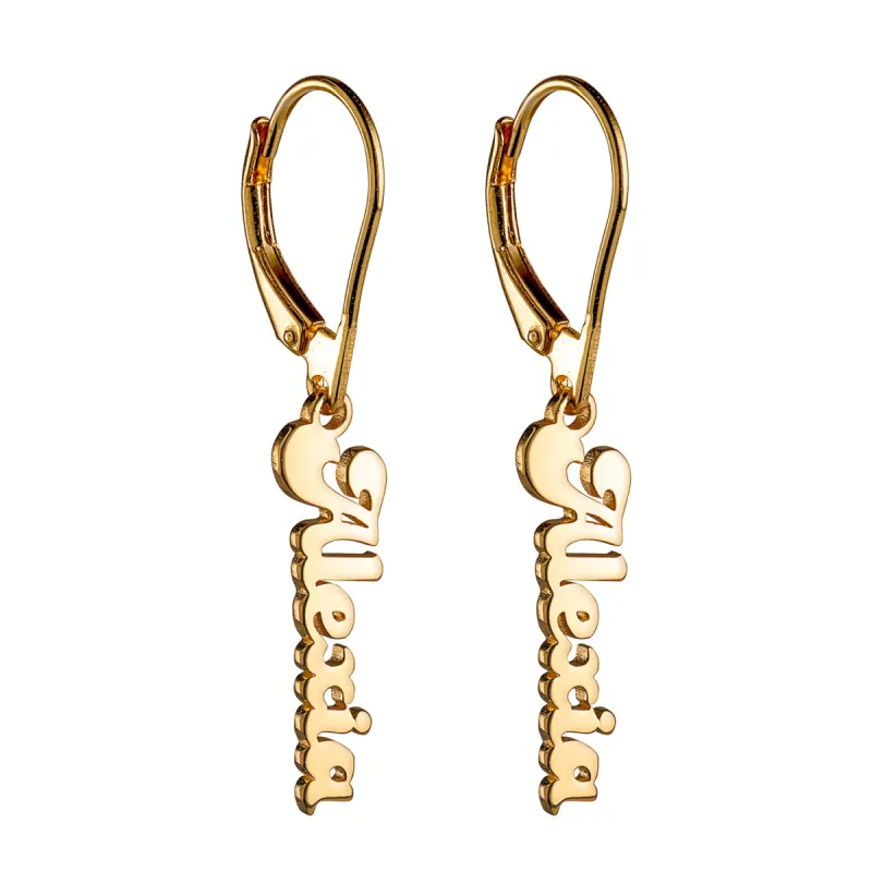 14K Gold over Sterling Name Dangle Earrings sold by Limoges Jewelry