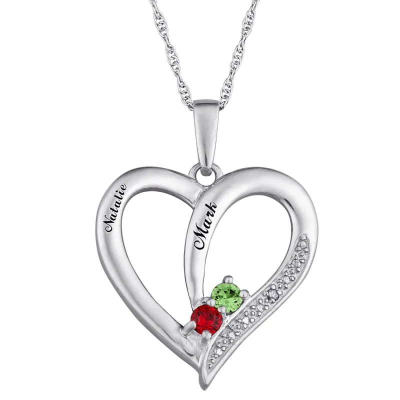 Sterling Silver Birthstone & Name Heart Necklace sold by Limoges Jewelry