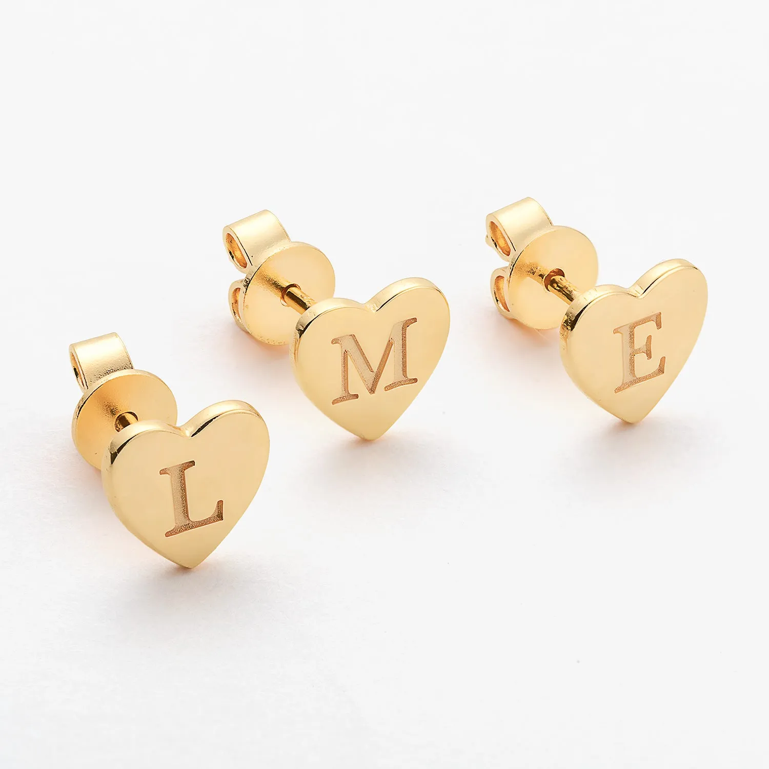14K Gold over Sterling Petite Engraved Initial Heart Earrings sold by Limoges Jewelry product image thumbnail 2