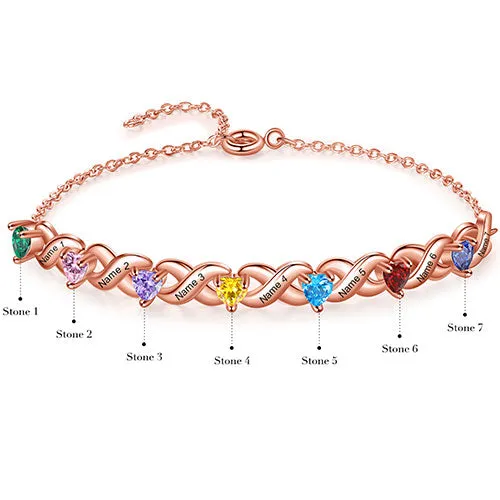 14K Rose Gold Plated Engraved Heart Birthstone X Bracelet sold by Limoges Jewelry product image thumbnail 3