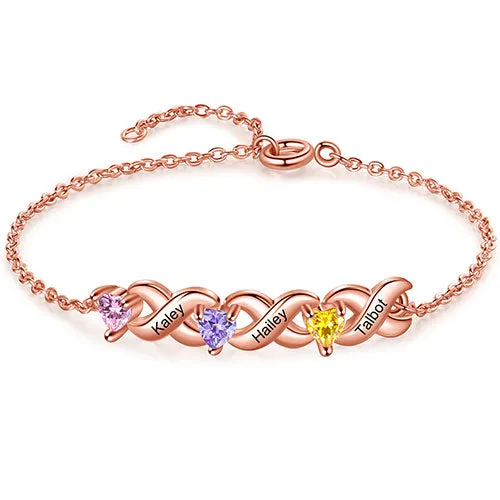 14K Rose Gold Plated Engraved Heart Birthstone X Bracelet sold by Limoges Jewelry product image thumbnail 5