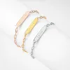 Silver Plated Engraved Bar Paper Clip Chain Bracelet sold by Limoges Jewelry