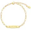 Silver Plated Engraved Bar Paper Clip Chain Bracelet sold by Limoges Jewelry