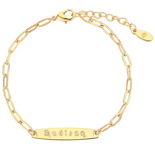 Silver Plated Engraved Bar Paper Clip Chain Bracelet sold by Limoges Jewelry product image thumbnail 4