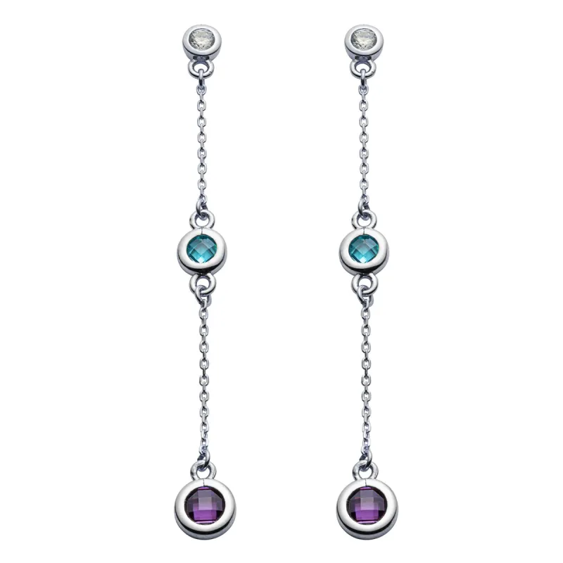 Sterling Silver Family Birthstone Dangle Earrings sold by Limoges Jewelry