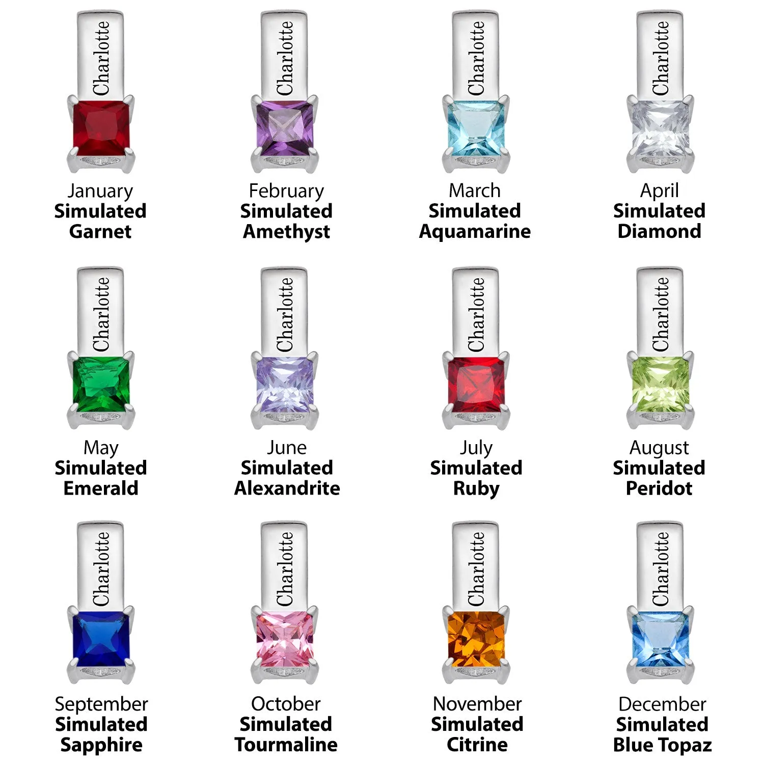 Sterling Silver Personalized Name and Birthstone 3 Piece Pendant Set sold by Limoges Jewelry product image thumbnail 4