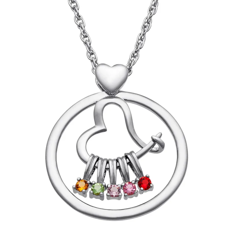 Sterling Silver Family Circle and Heart Slider Pendant sold by Limoges Jewelry