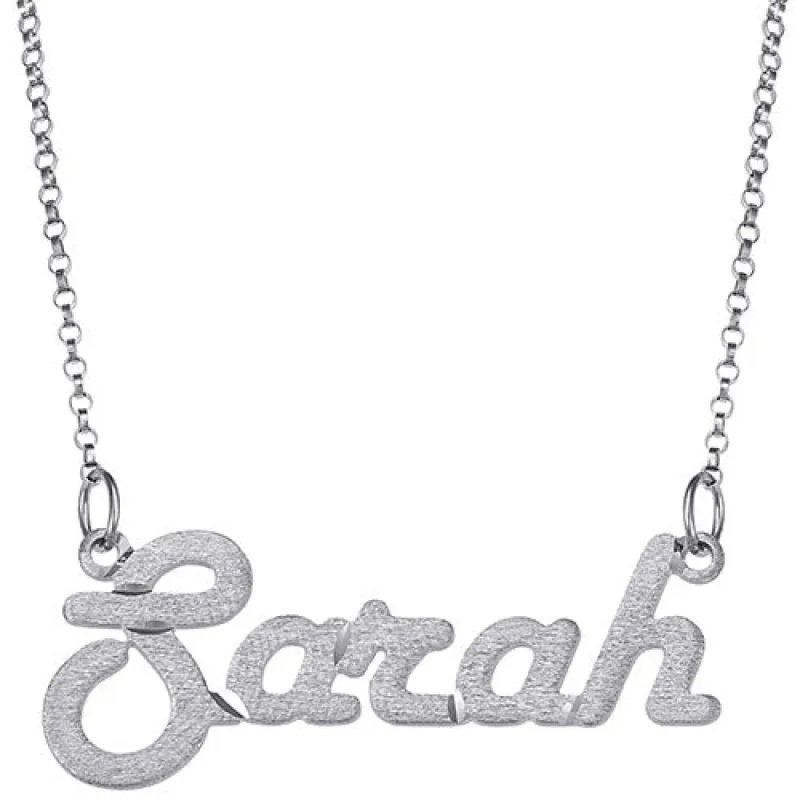 10K White Gold Script Name Necklace sold by Limoges Jewelry