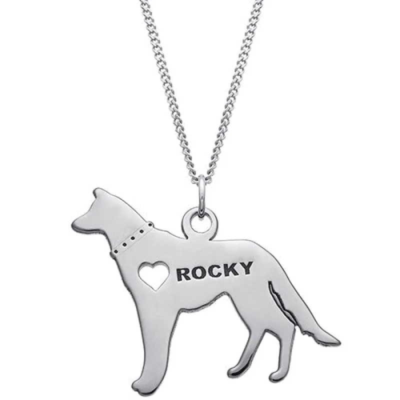 Silver Plated German Shepherd Silhouette Necklace sold by Limoges Jewelry