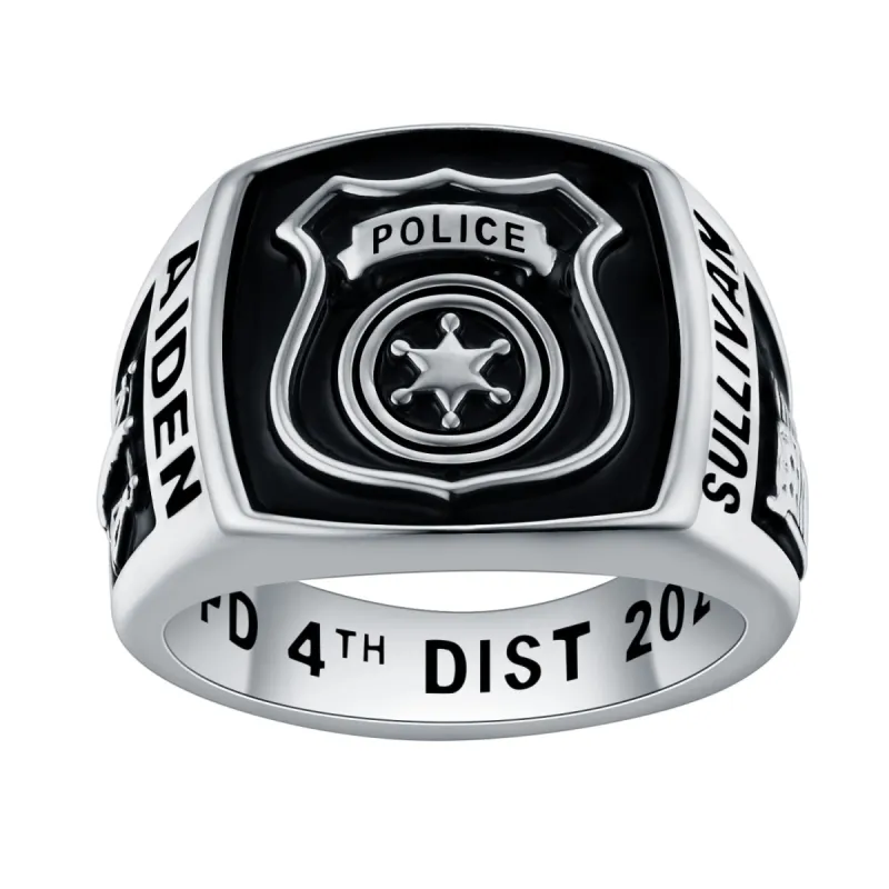 Men's Sterling Silver Police First Responder Ring sold by Limoges Jewelry