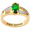 Ladies' 14K Gold over Sterling Marquise Birthstone with CZ Class Ring sold by Limoges Jewelry