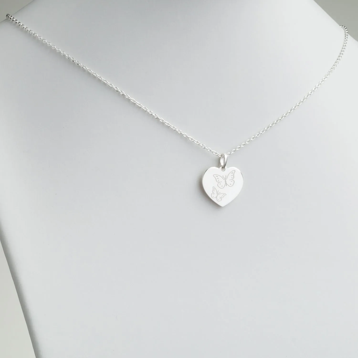 Sterling Silver Butterfly Engraved Name Heart Pendant and Earrings Set sold by Limoges Jewelry product image thumbnail 4