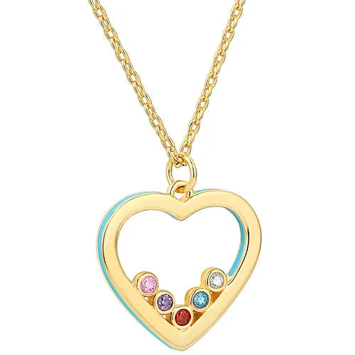 14K Gold Plated Enamel Open Heart with Birthstones Necklace - 1 to 5 stones sold by Limoges Jewelry product image thumbnail 2