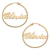 14K Gold over Sterling  Name Medium Hoop Earrings sold by Limoges Jewelry