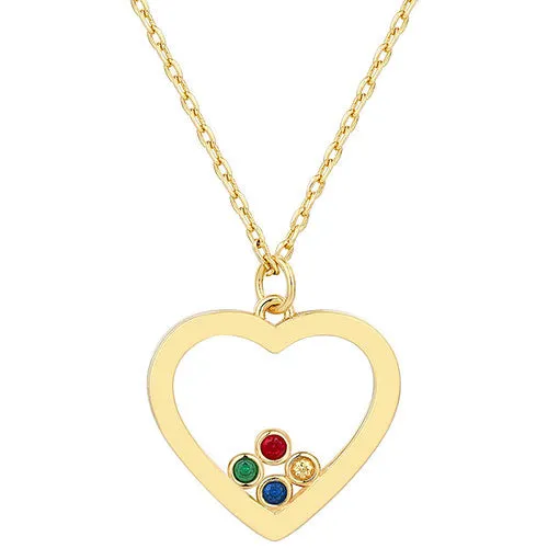 14K Gold Plated Enamel Open Heart with Birthstones Necklace - 1 to 5 stones sold by Limoges Jewelry product image thumbnail 4