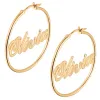 14K Gold over Sterling  Name Medium Hoop Earrings sold by Limoges Jewelry
