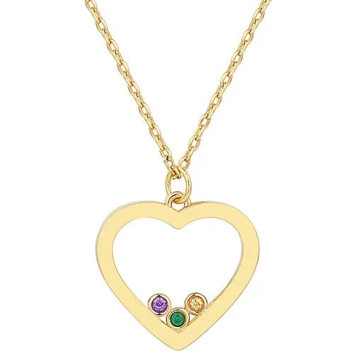14K Gold Plated Enamel Open Heart with Birthstones Necklace - 1 to 5 stones sold by Limoges Jewelry product image thumbnail 5