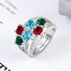 Sterling Silver Heart Birthstone Famly Name with CZ Accent Ring sold by Limoges Jewelry
