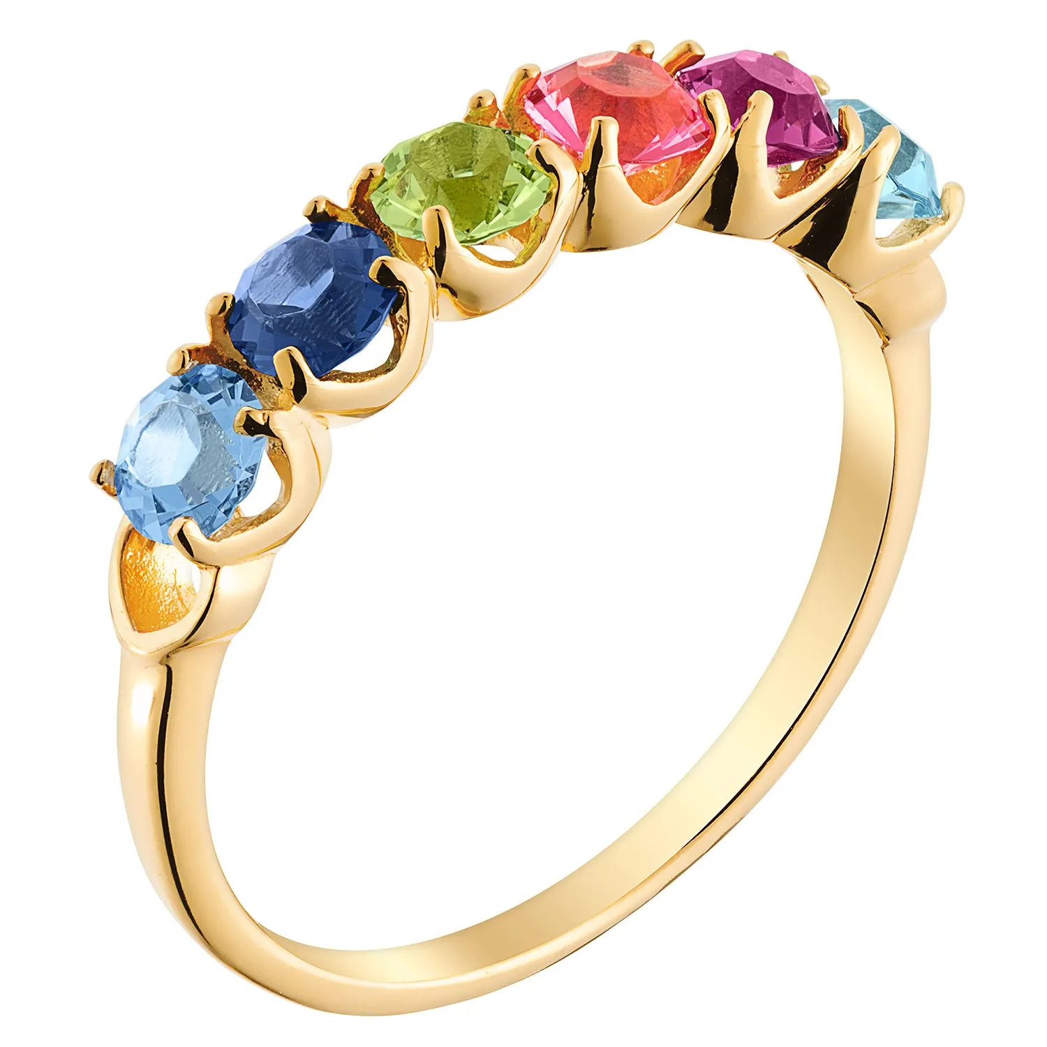 14K Gold over Sterling Round Birthstone Ring with Hearts - 6 Stones sold by Limoges Jewelry product image thumbnail 2