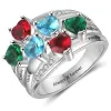 Sterling Silver Heart Birthstone Famly Name with CZ Accent Ring sold by Limoges Jewelry