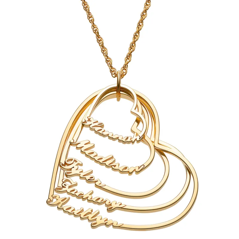 14K Gold over Sterling Script Name with Heart Necklace - 5 Names sold by Limoges Jewelry