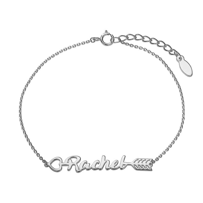 Sterling Silver Script Name Arrow Bracelet sold by Limoges Jewelry