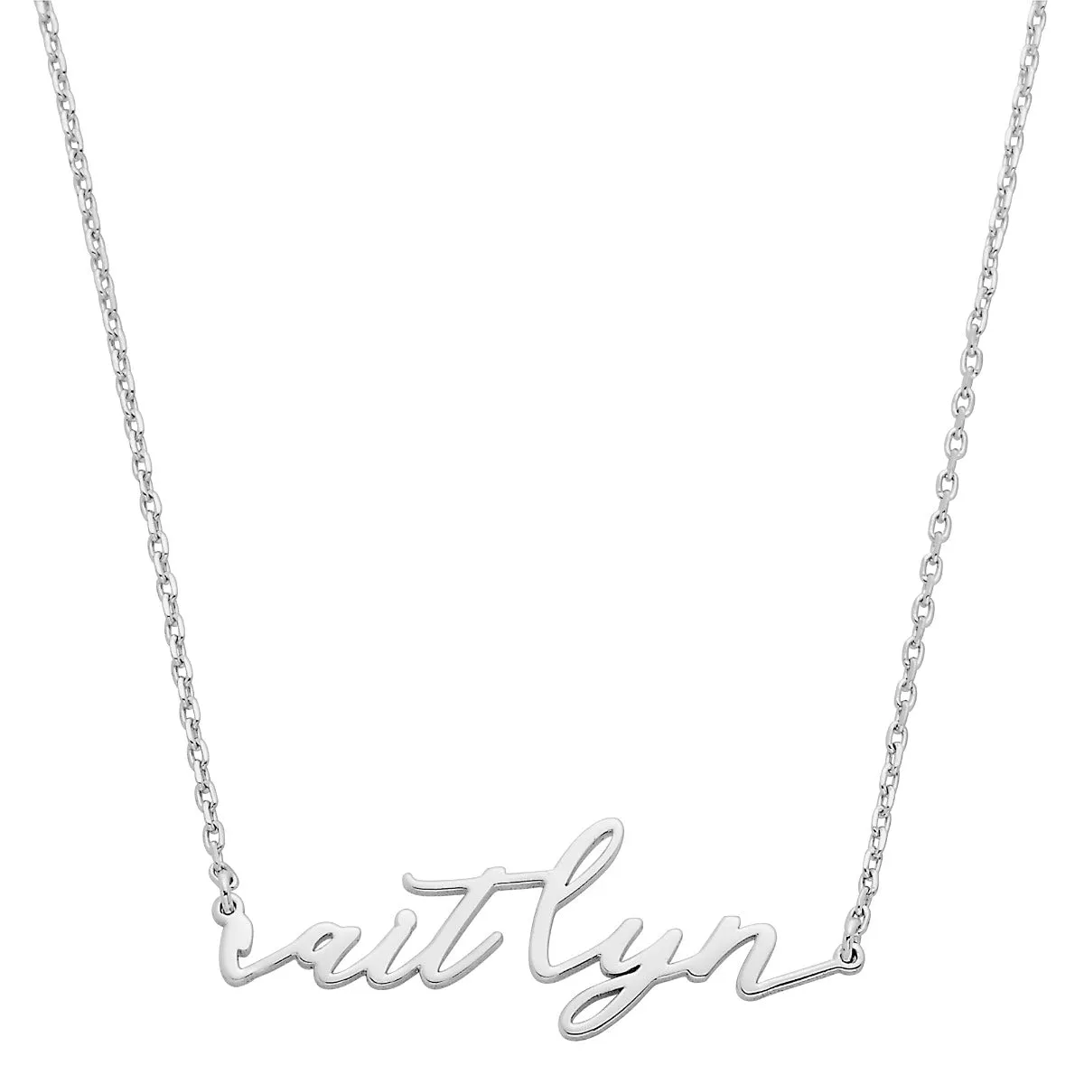 Sterling Silver Lowercase Script Name Plaque with Free Fresh Water Pearl Earrings sold by Limoges Jewelry product image thumbnail 2