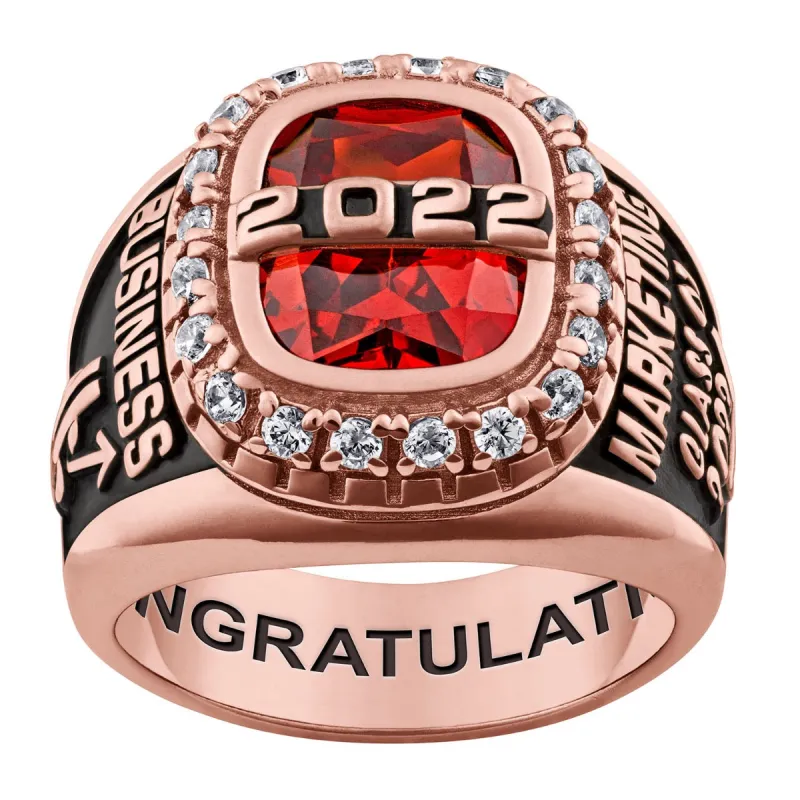 Rose Goldtone CZ Encrusted Personalized Top Class Ring sold by Limoges Jewelry