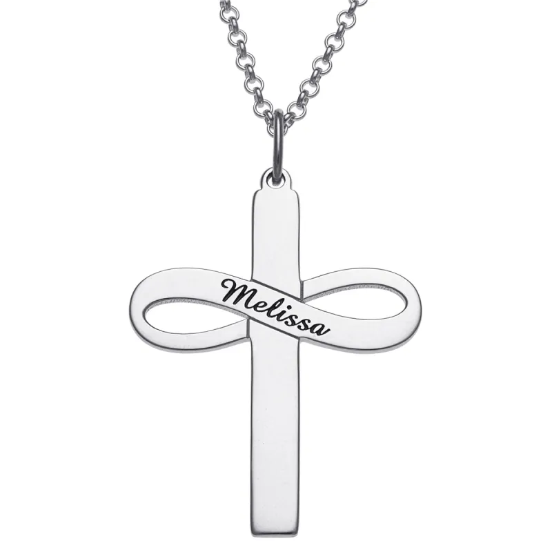 Personalized Cross with Infinity Necklace sold by Limoges Jewelry