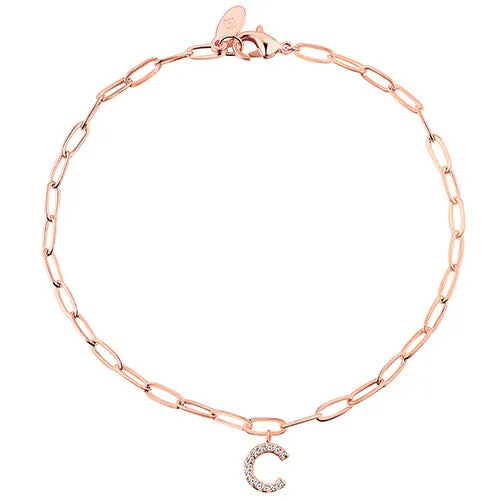 Sterling Silver CZ Initial Charm Paperclip Chain Bracelet sold by Limoges Jewelry product image thumbnail 3