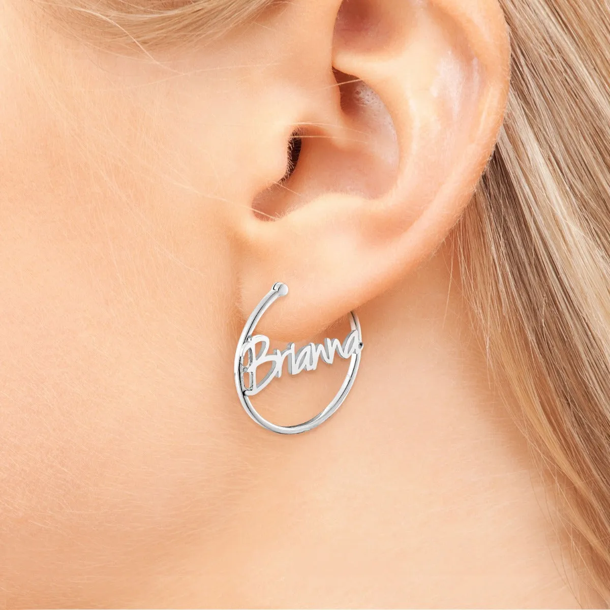 Personalized Name Small Hoop Earrings sold by Limoges Jewelry product image thumbnail 4