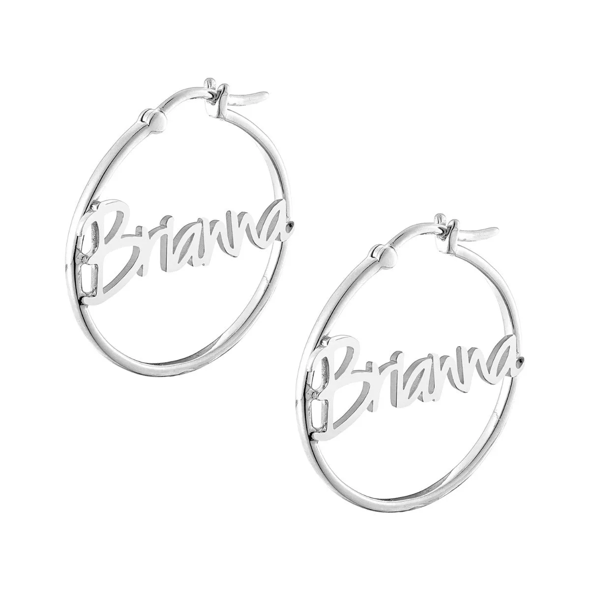 Personalized Name Small Hoop Earrings sold by Limoges Jewelry product image thumbnail 3