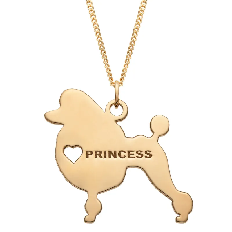 14K Gold over Sterling Engravable Poodle Dog Necklace sold by Limoges Jewelry